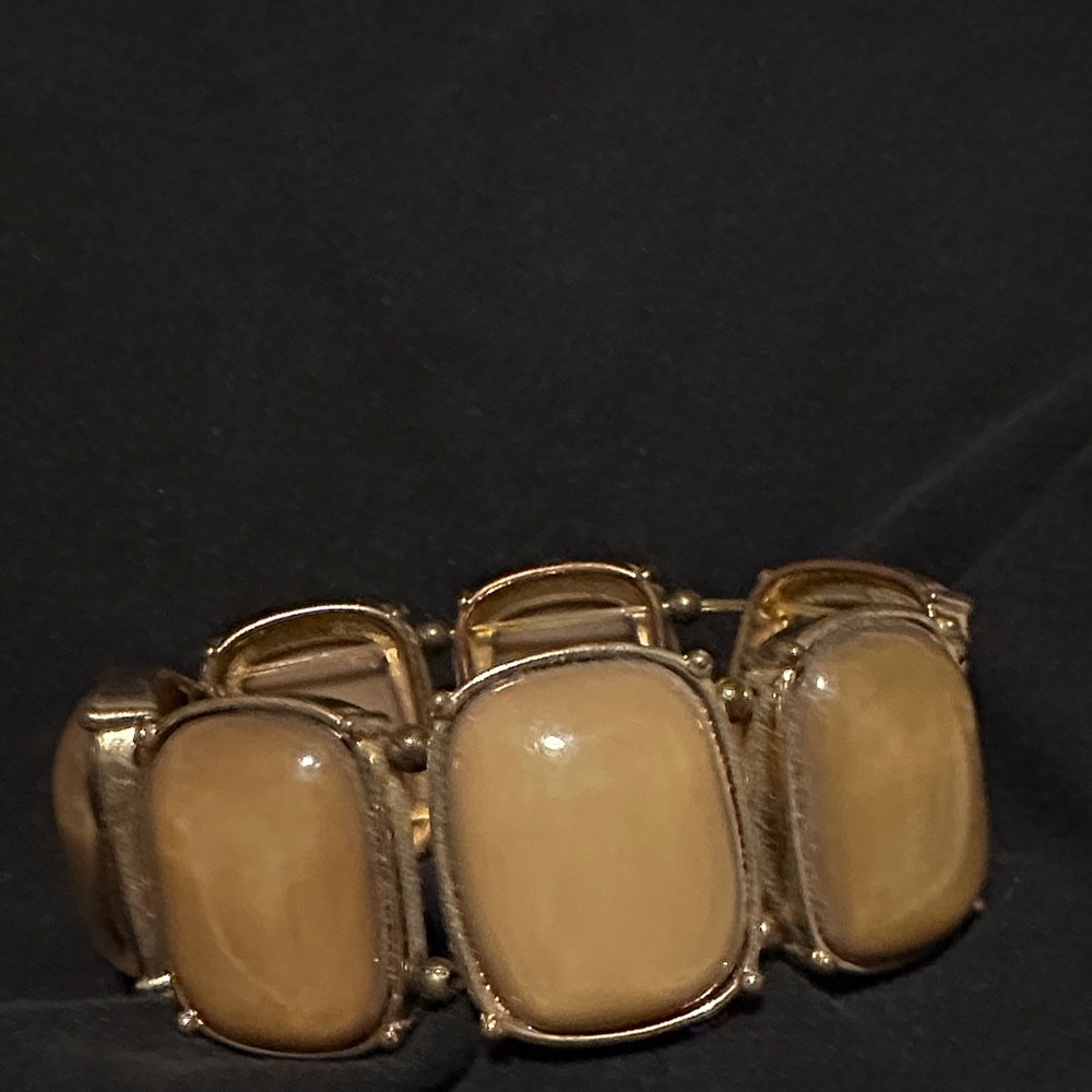 New York & Company Elegant Gold and Tan Bracelet